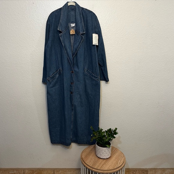 Vintage Jackets & Blazers - Vintage CMC Color Me Cotton 100% Cotton Denim Duster Women's Size Large